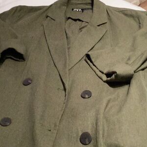 Zara Women's Khaki green Blazer and matching pants. Sold separately.
